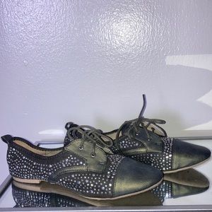Rhinestone green loafers